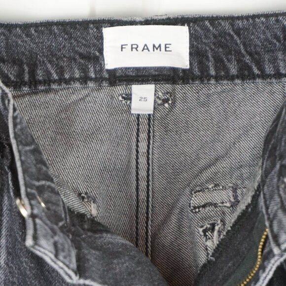 New Frame High Rise Utility Straight Leg Cargo Jeans in Black Astray size 25 - Picture 14 of 15